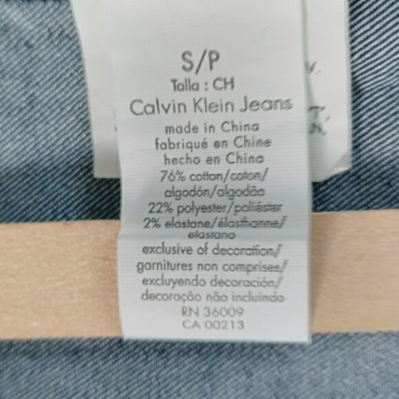 Calvin Klein Jeans Dark-Wash Stretch Denim Blazer NWOT, size S - Picture 9 of 9